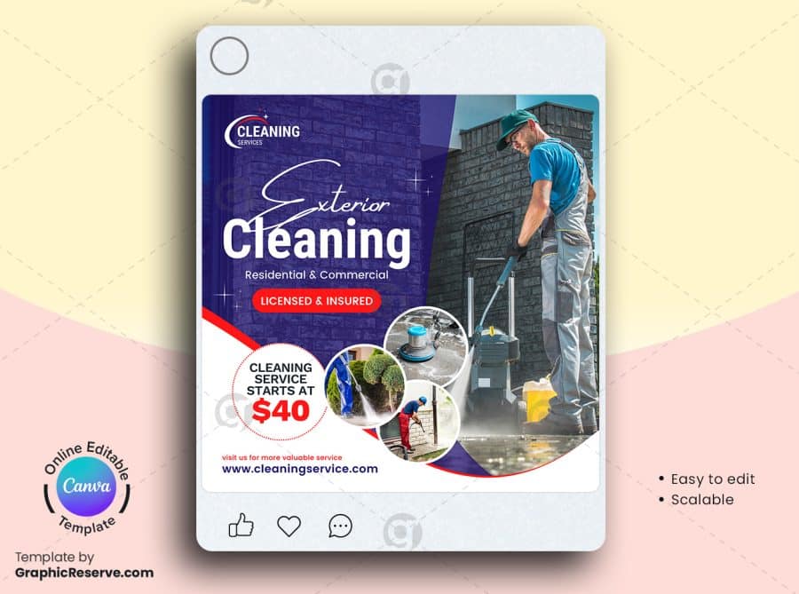 Exterior Cleaning Service Social Media Canva Banner