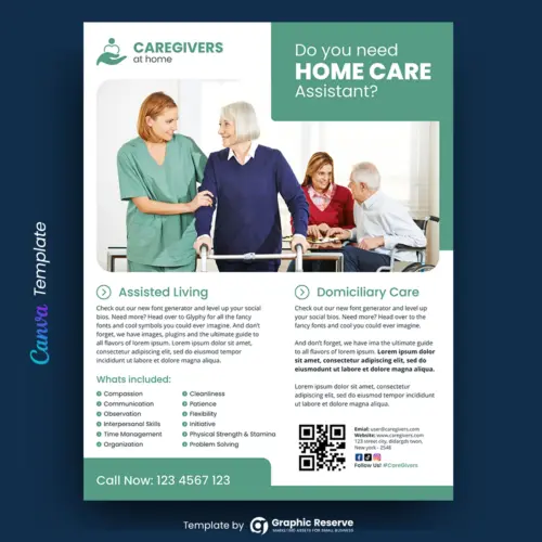 Home Care Assistant Canva Flyer