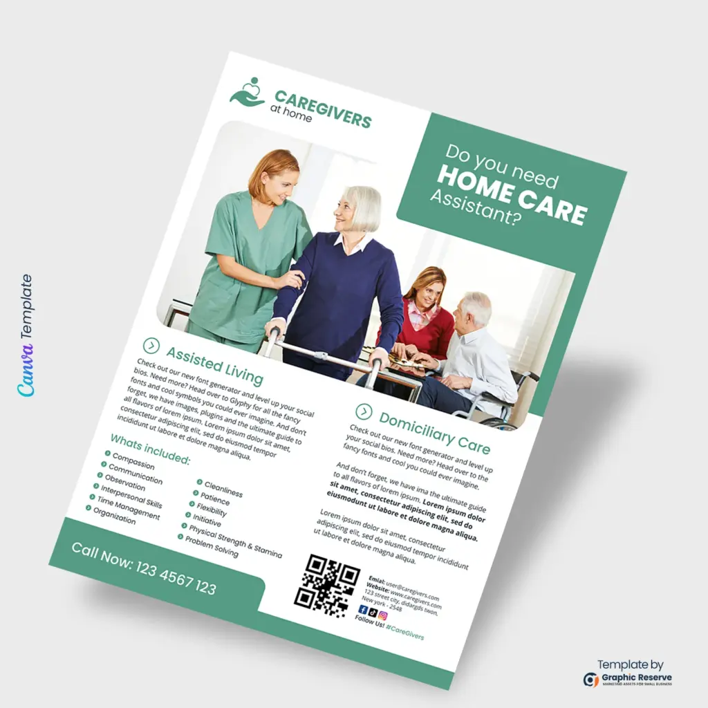 Home Care Assistant Flyer Template for Care Services