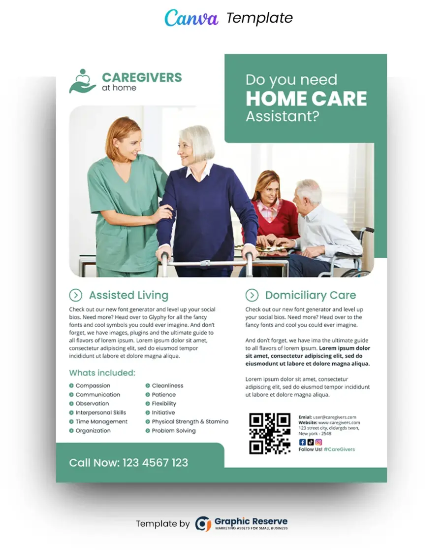 Home Care Assistant Canva Flyer