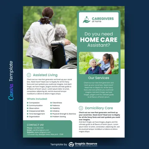 Home Care Assistant Canva Flyer Design