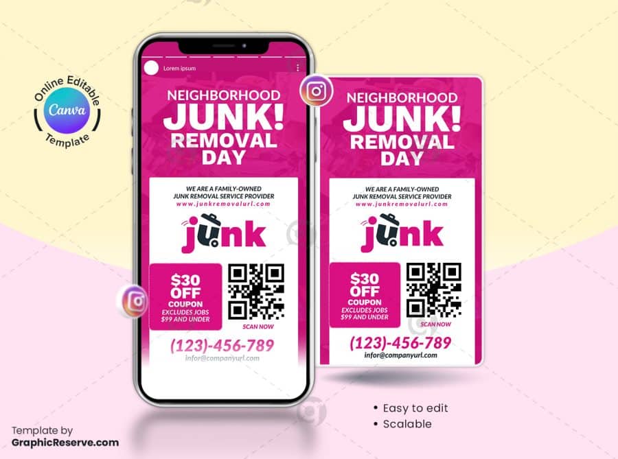 Junk Removal Instagram Story Canva Banner Design v07 1