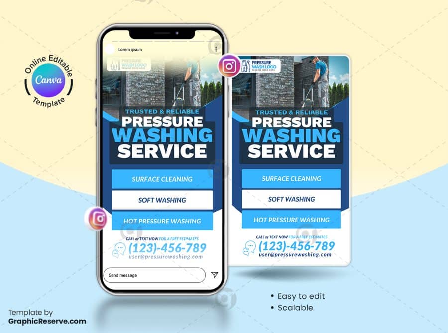 Pressure Wash Service Instagram Story Banner Canva Template