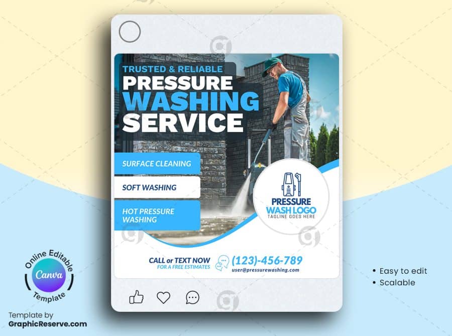 Pressure Wash Service Social Media Banner Canva Template
