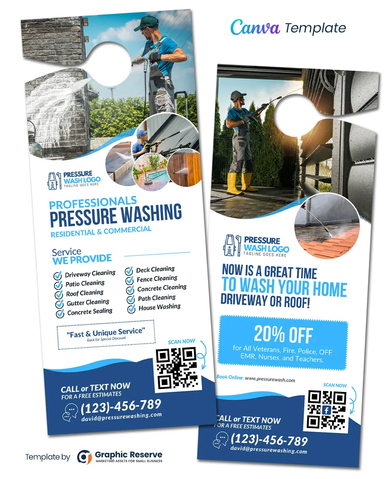 Pressure Washing Canva Door Hanger