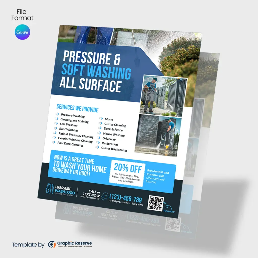 Pressure Washing Canva Flyer Design – Canva template
