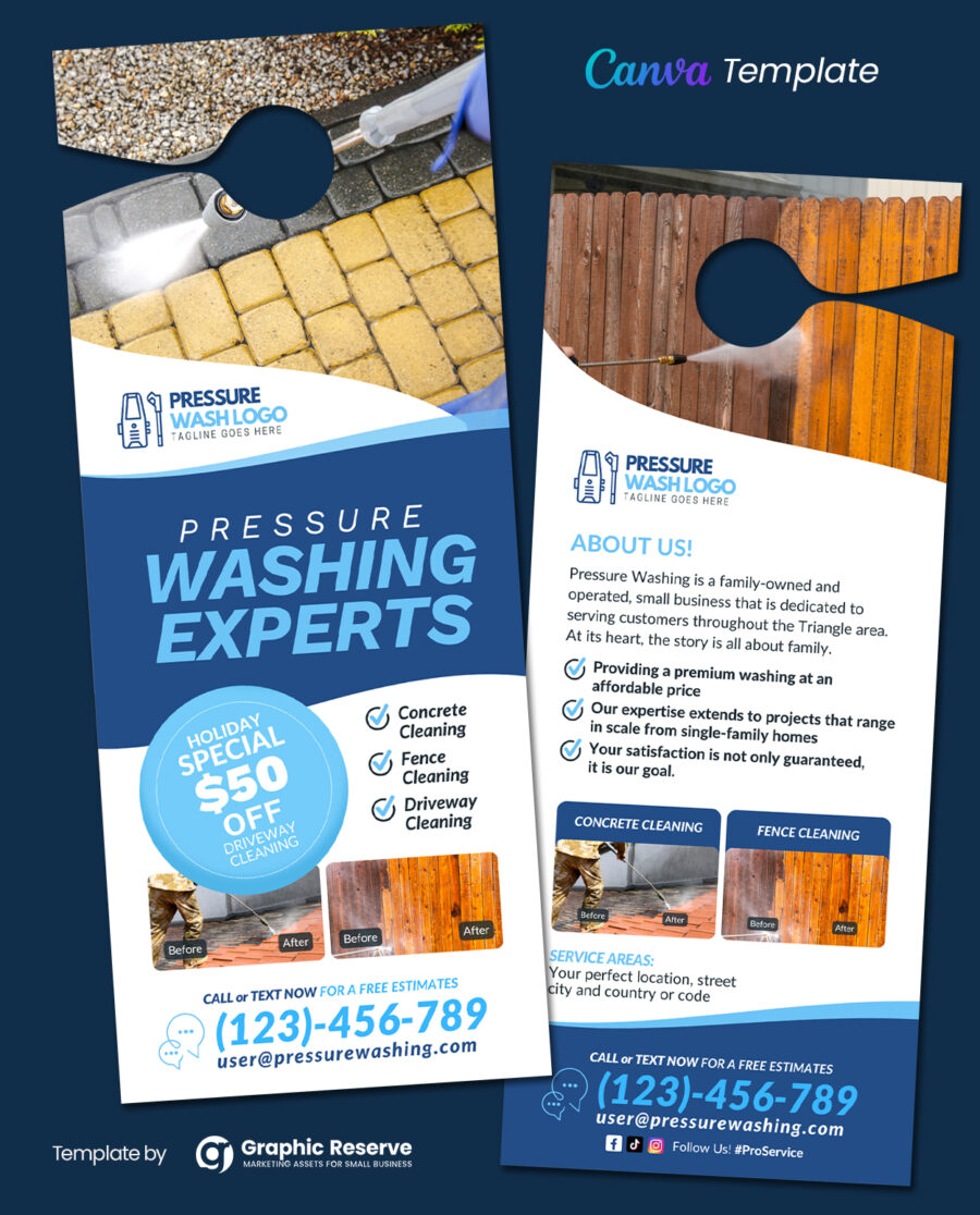 Pressure Washing Experts Canva Door Hanger Design