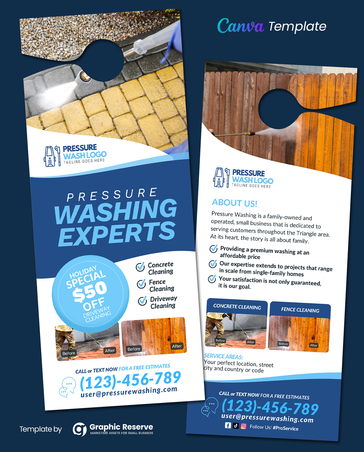 Pressure Washing Experts Canva Door Hanger Design