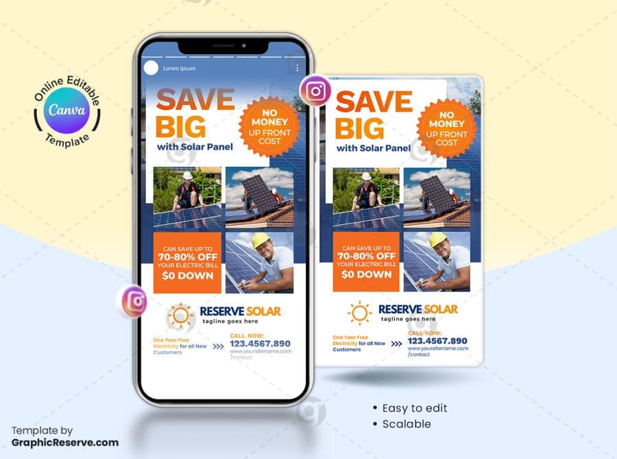 Save Big with Solar Instagram Story Canva Template v16