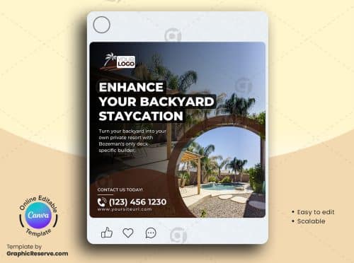 Backyard Resort Canva Social Media Banner