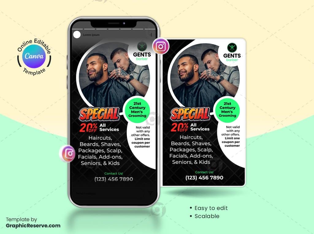Barber Shop Canva Instagram Story Banner