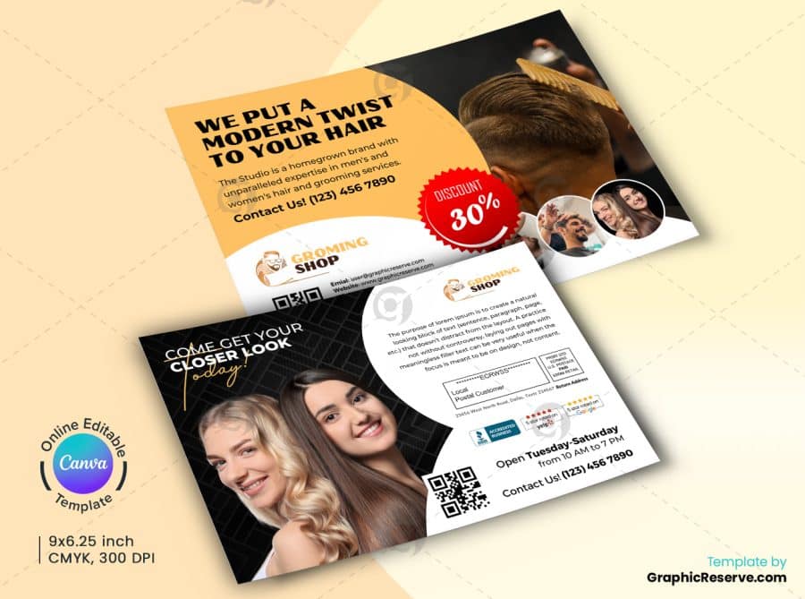 Barbering Shop Canva Direct Mail EDDM.b