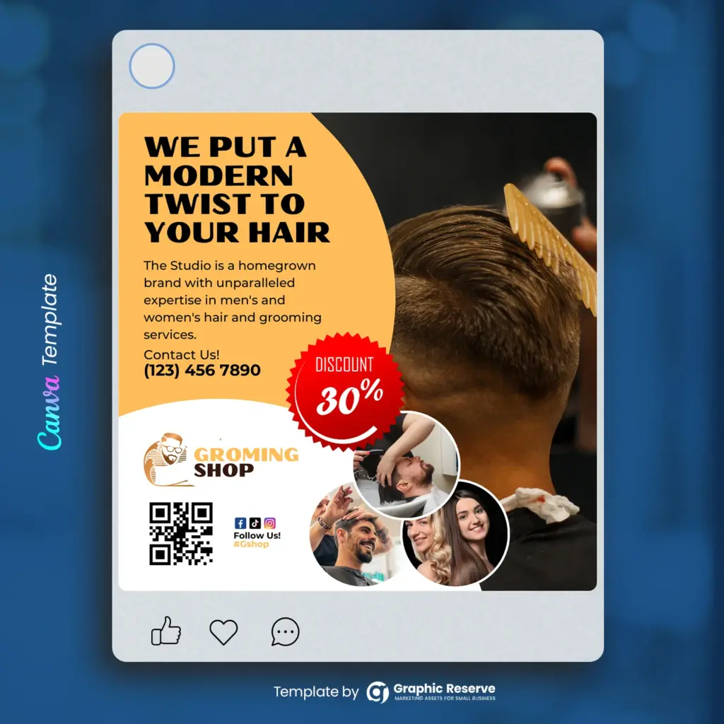 Social Media Poster Design Template for Barber Shop – Canva template