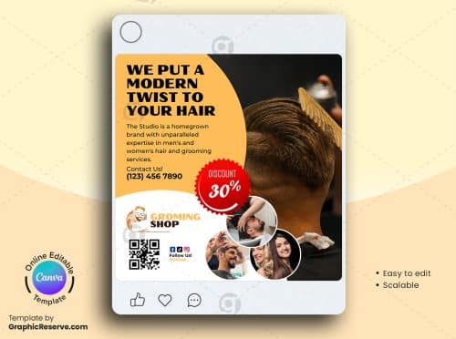 Barbering Shop Canva Social Media Banner