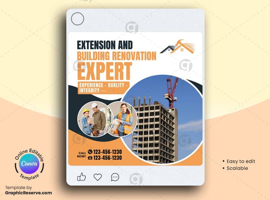 Construction Canva Social Media Banner