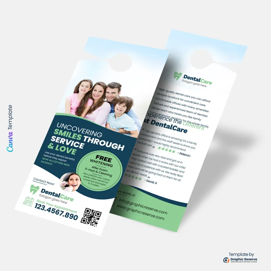 Dental Office Door Hanger Customizable Canva Template