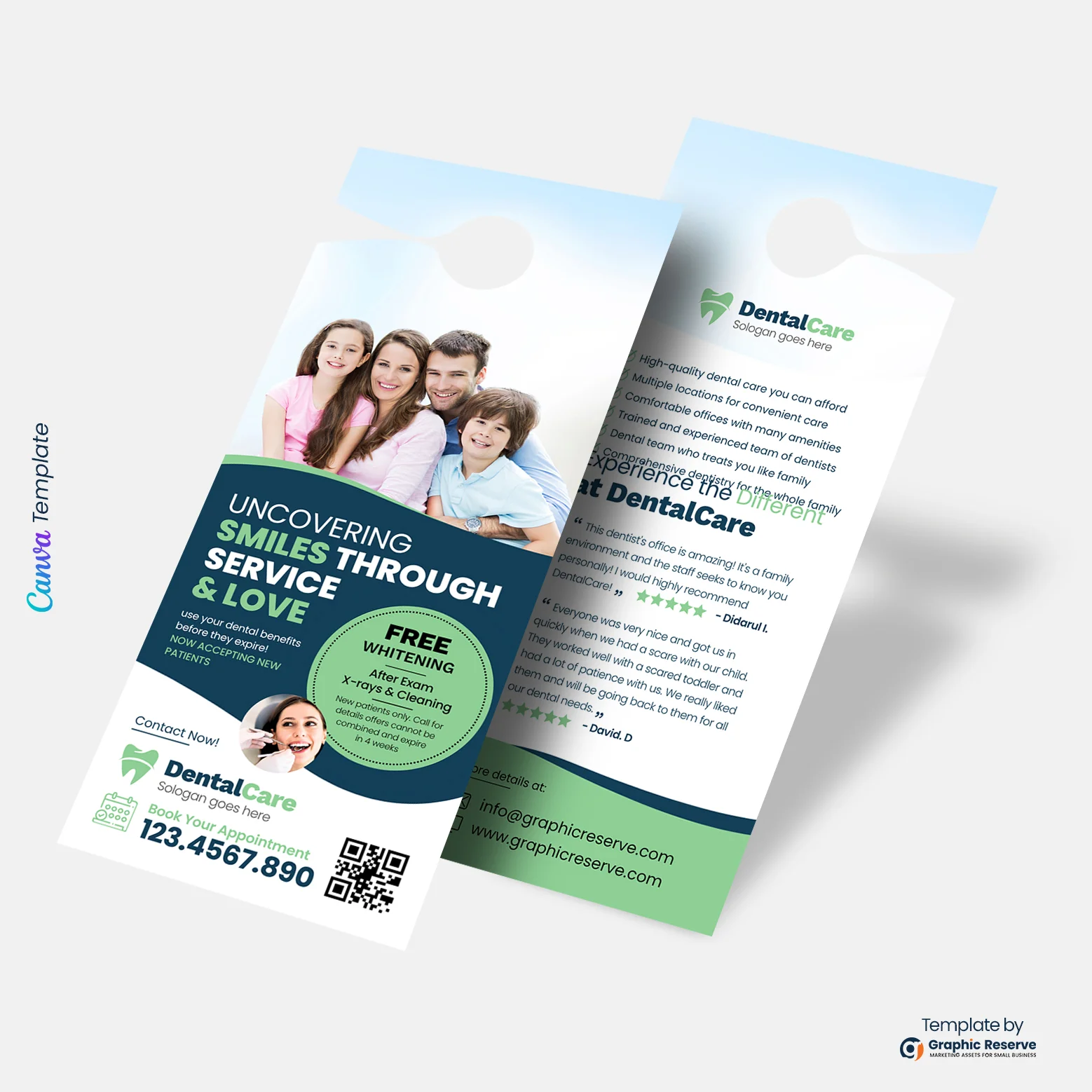 Dental Office Door Hanger Customizable Canva Template