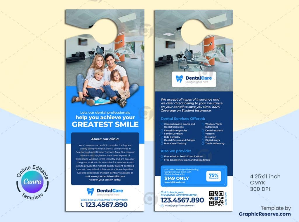 Dental Clinic Canva Door Hanger