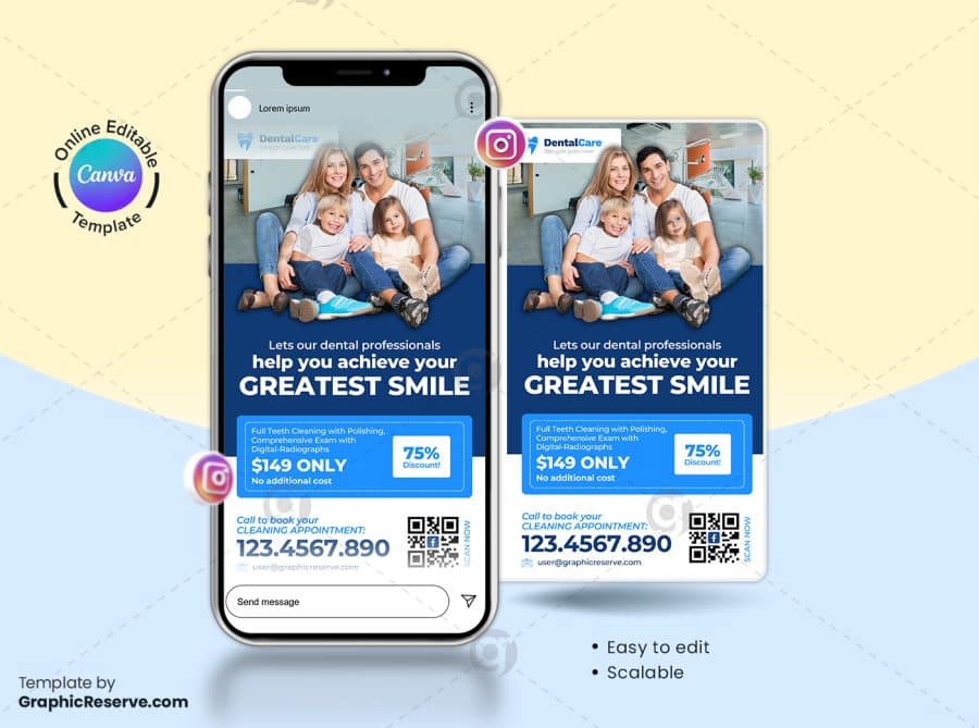 Dental Clinic Instagram Story Canva Template