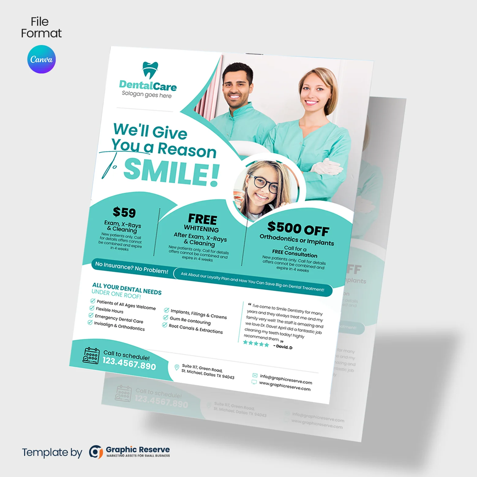 Dental Coupon Flyer Canva Template