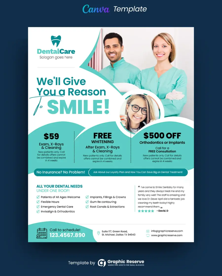 Dental Coupon Flyer Canva Template