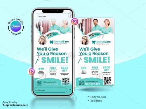 Dental Coupon Instagram Story Banner Canva Template
