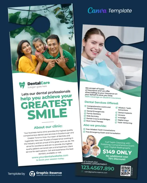 Dental Door Hanger Canva Template