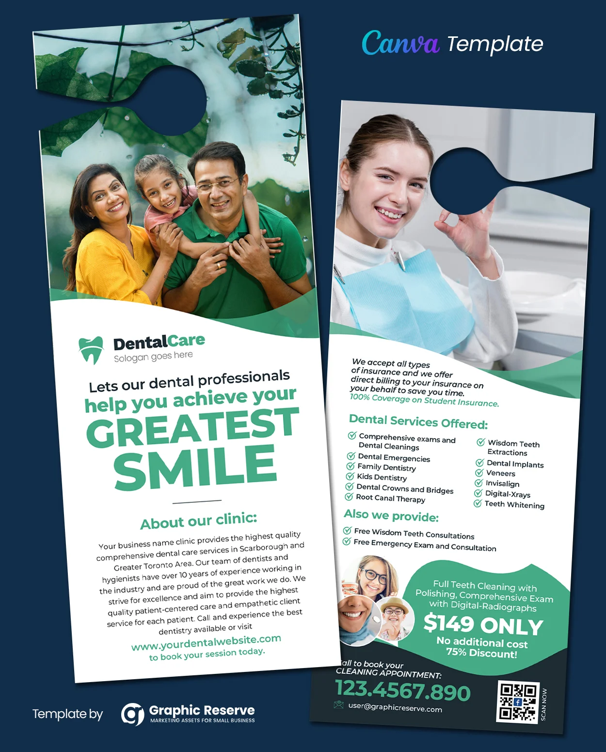 Dental Door Hanger Canva Template