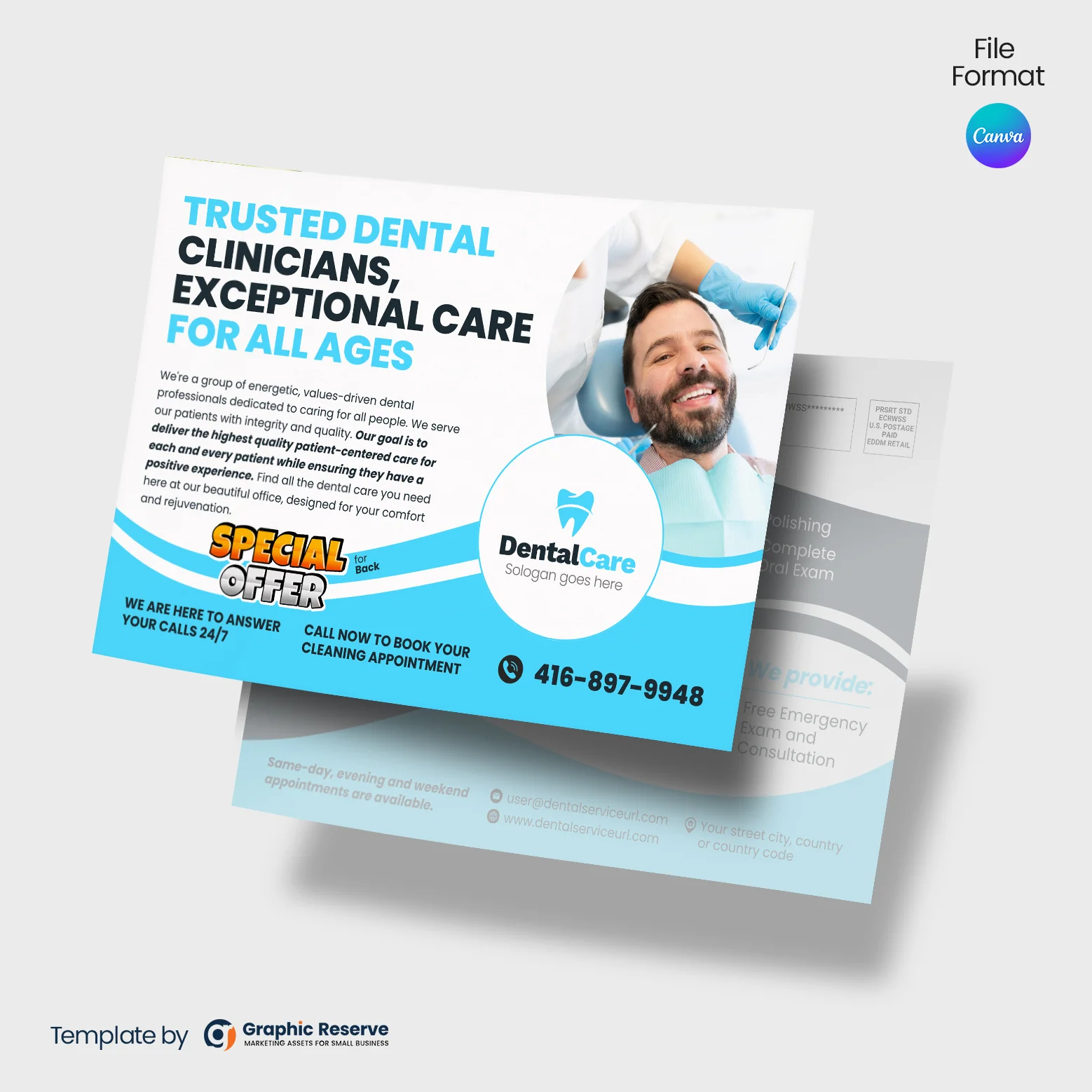 Dental EDDM Direct Mail Postcard – Customizable Canva Template