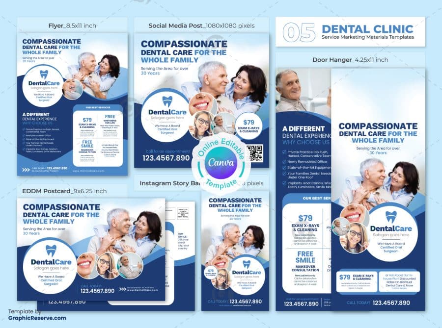 Dental Promotional Service Canva Templates Bundle
