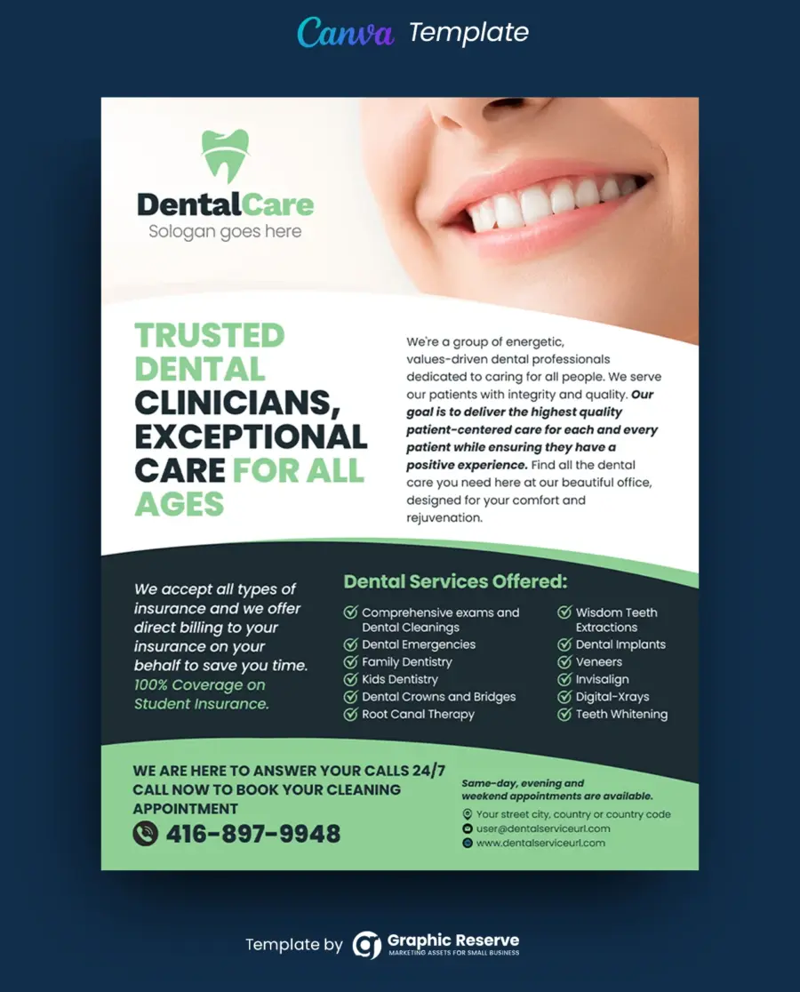 Dentistry Flyer Canva Template