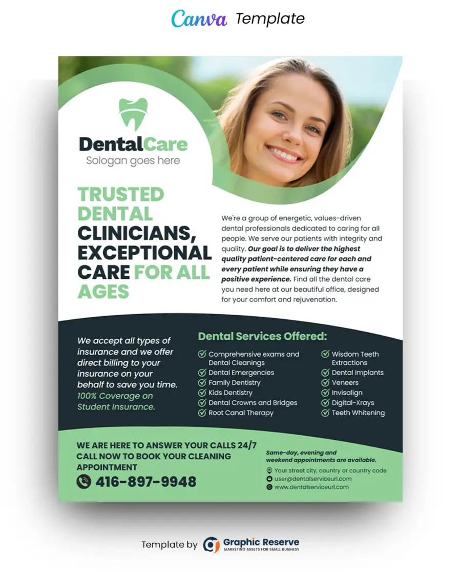 Dentistry Flyer Design Canva Template