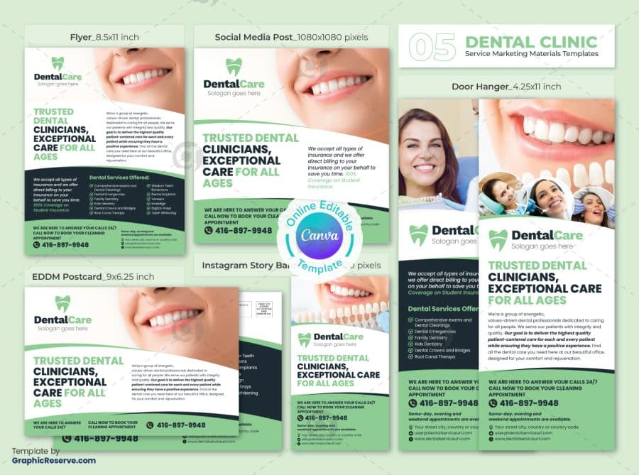 Dentistry Marketing Material Canva Template Bundle