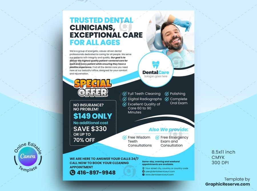 Dentistry Promotional Flyer Canva Template 1