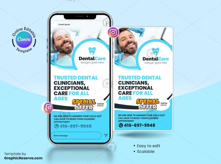 Dentistry Promotional Instagram Story Canva Template 1