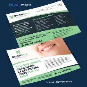 Dental Direct Mail Marketing Postcards – Canva Editable Design – Canva template