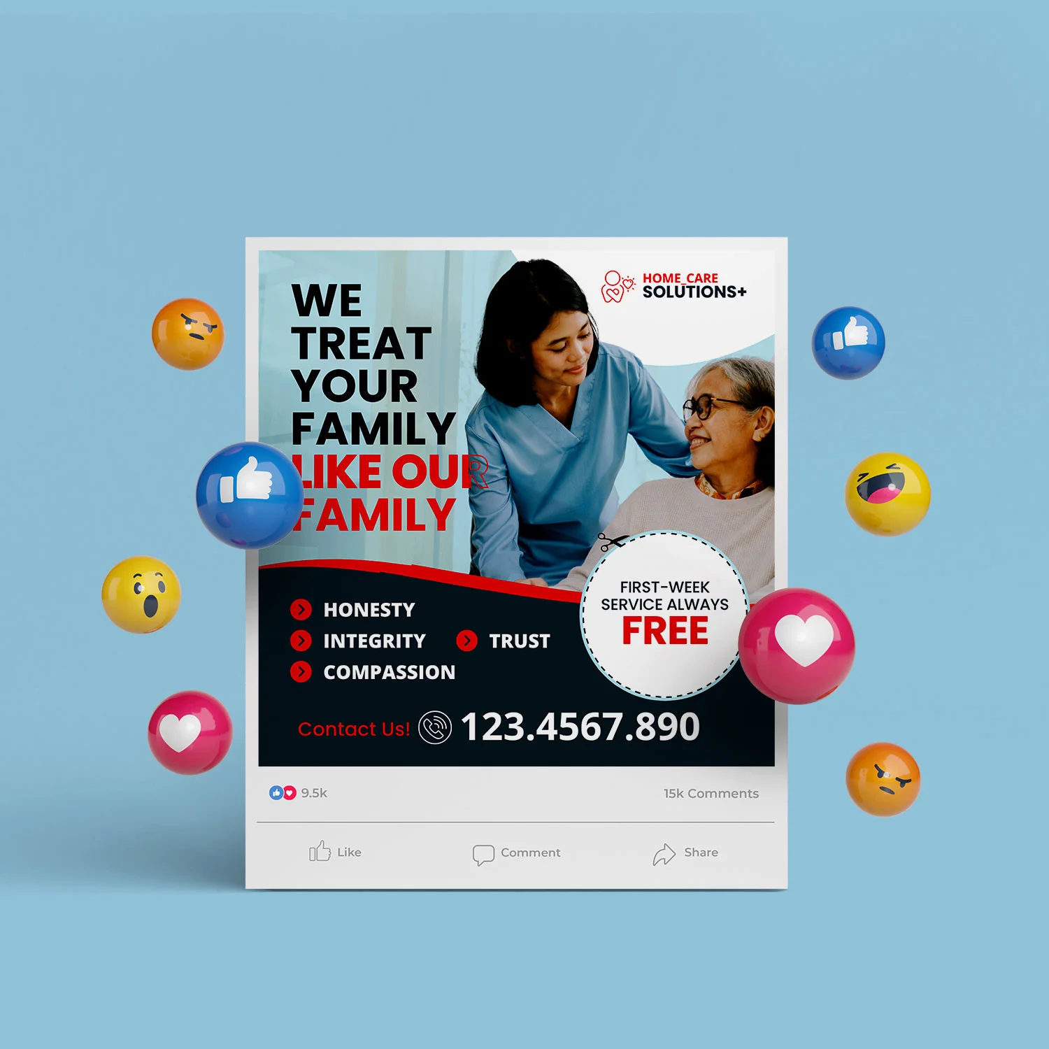 Elder Care Social Media Banner Canva Template