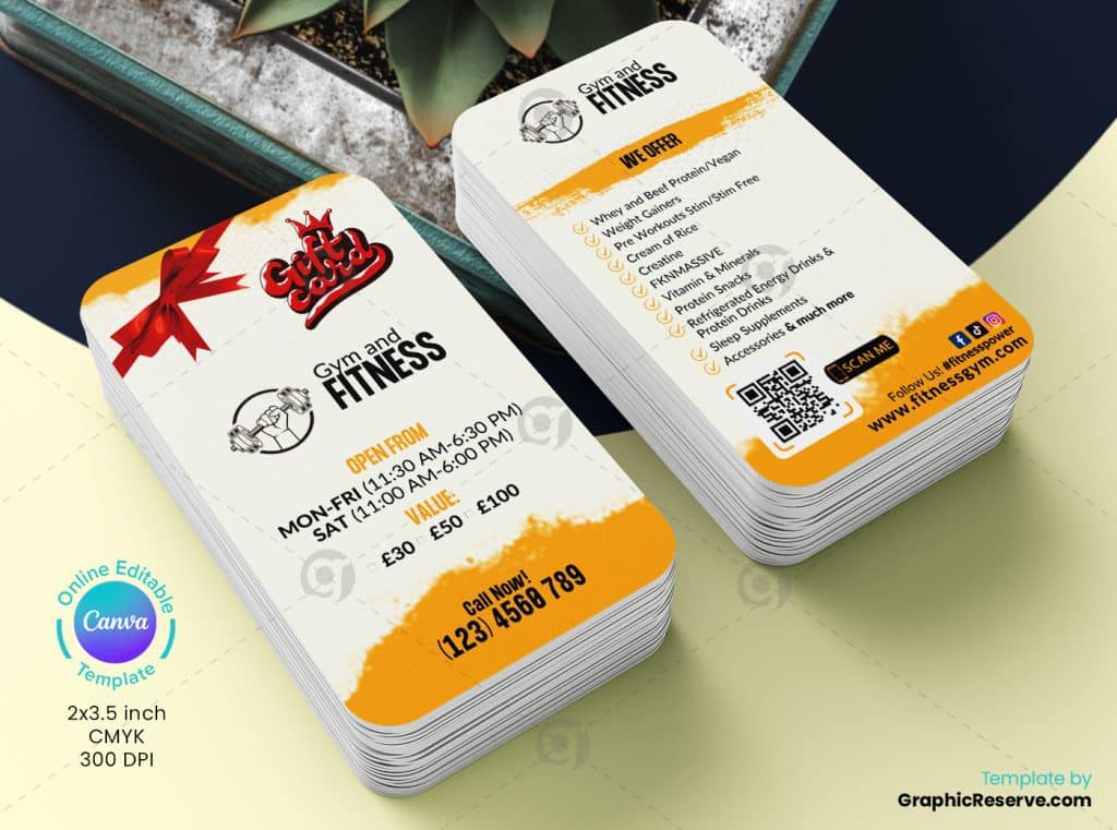 Fitness gym Business Card Canva Template