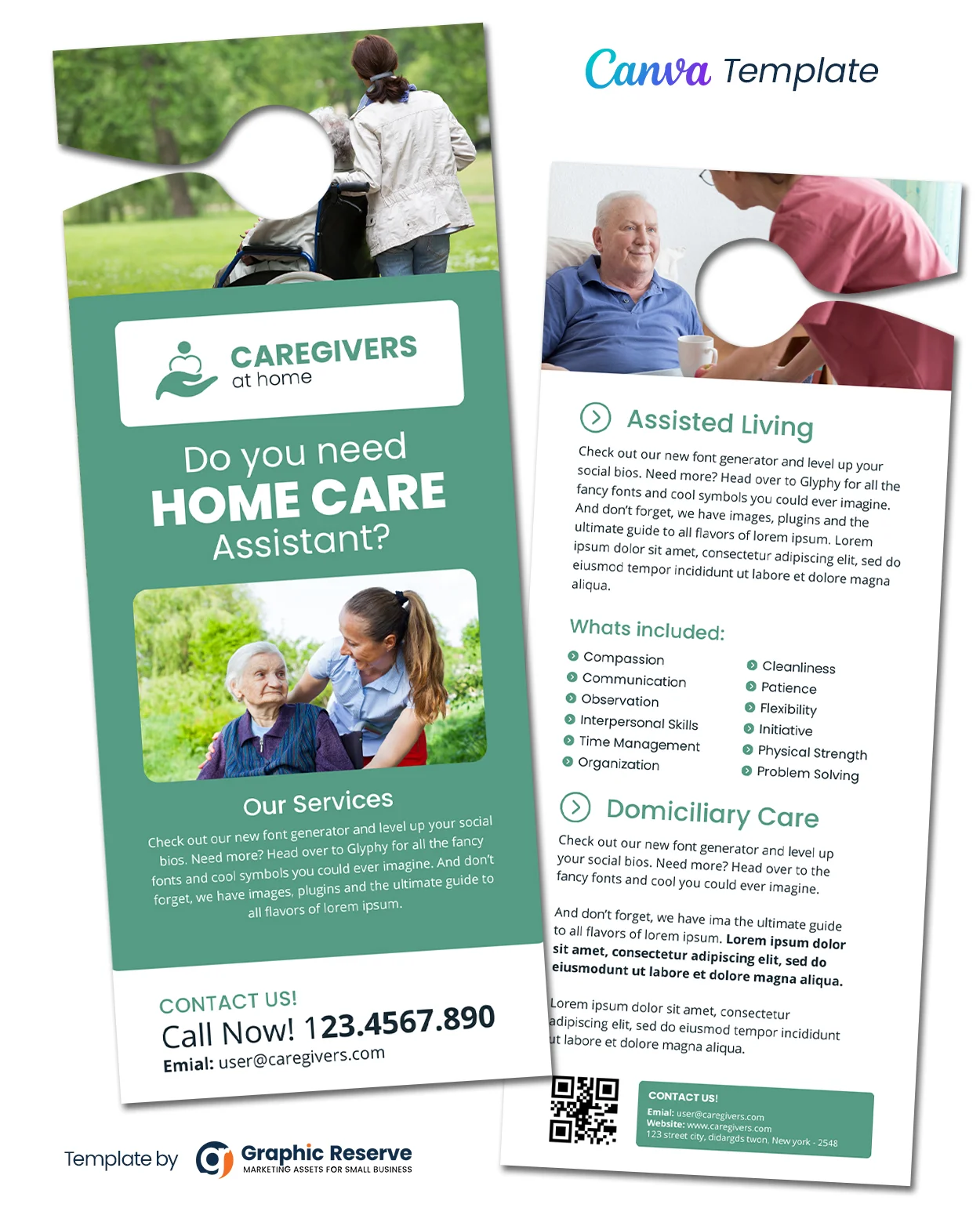 Home Care Assistant Canva Door Hanger Design