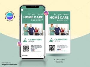 Caregivers Hiring Canva Instagram Story Banner – Canva template