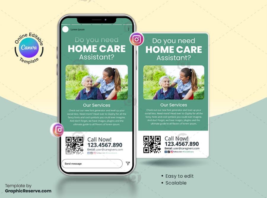 Home Care Assistant Canva Instagram Story Banner Design