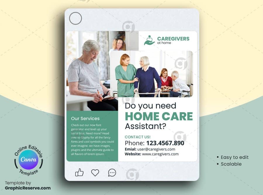 Home Care Assistant Social Media Canva Template