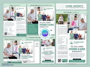 Caregivers Hiring Marketing Materials Canva Template Bundle – Canva template