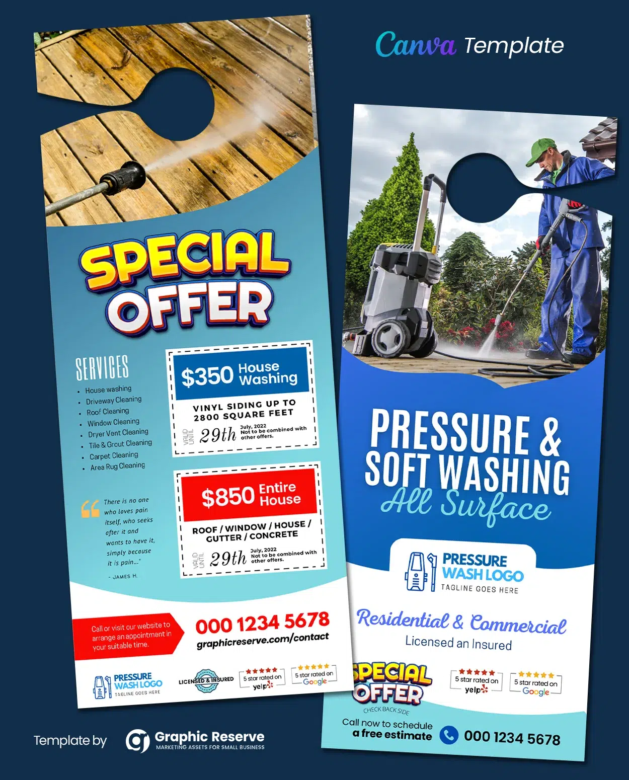 Pressure Washing Door Hanger Design (Canva template)