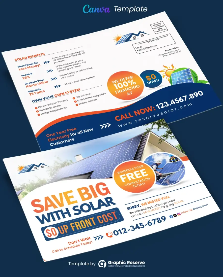 Solar Direct Mail EDDM Canva Template