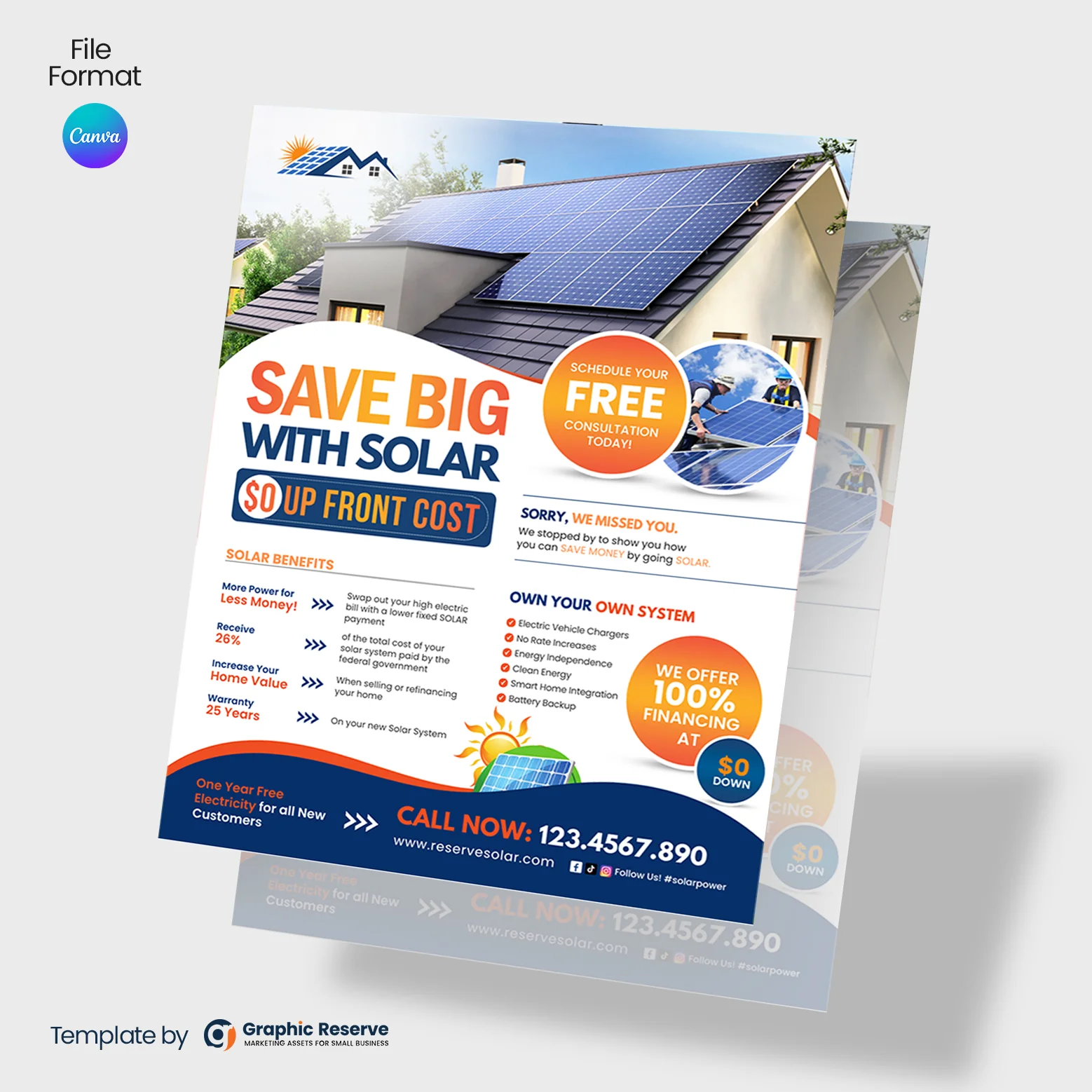 Solar Energy Advertisement Flyer Design – Easy Canva Edit