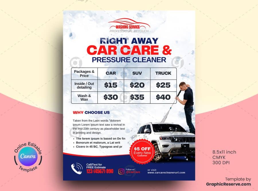 Car Care Price Table Flyer