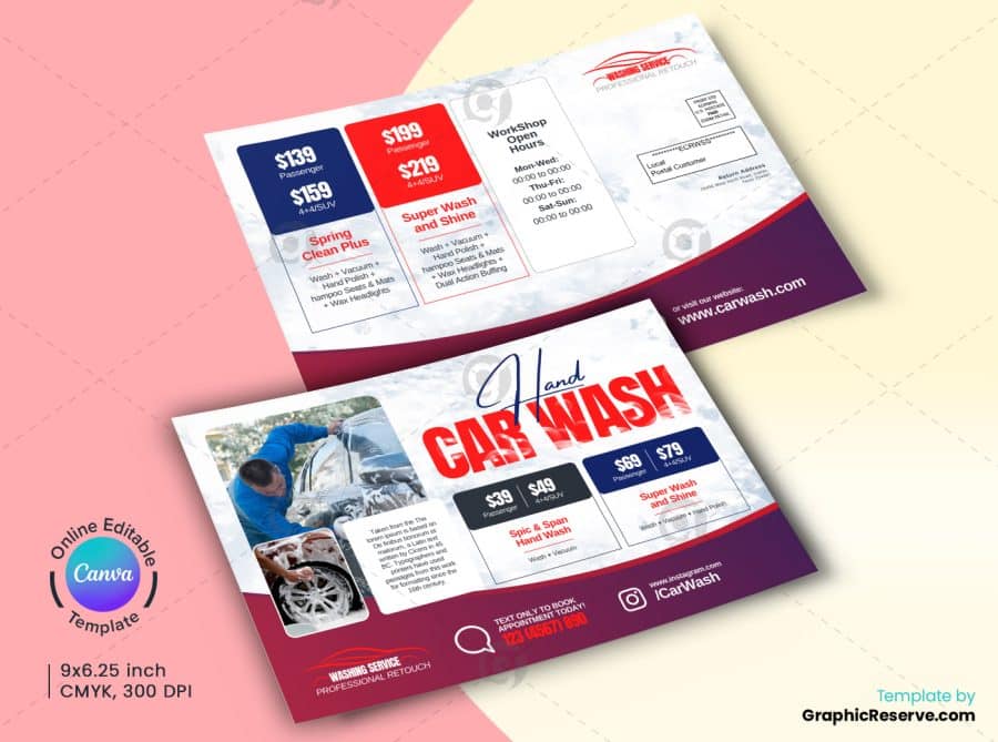 Car Wash Direct Mail EDDM Canva Template