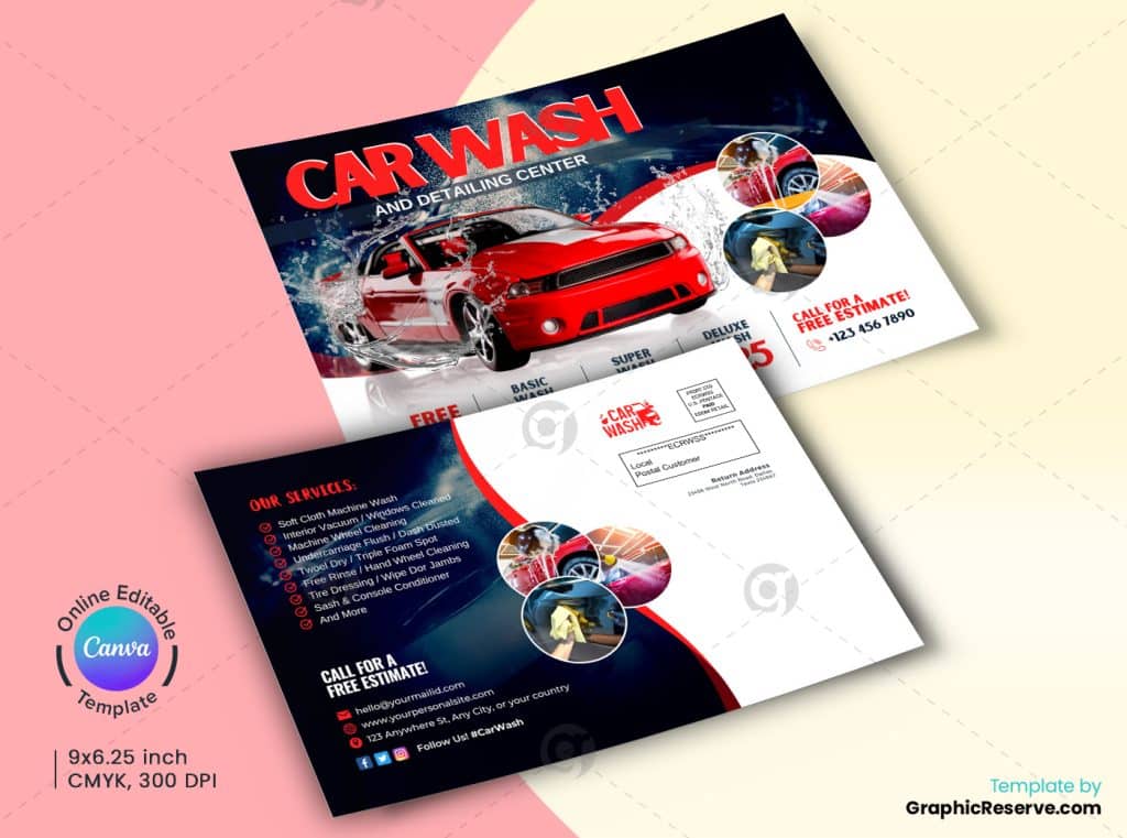 Car Wash Promotional Service Offer Canva Template Bundle Graphic Reserve