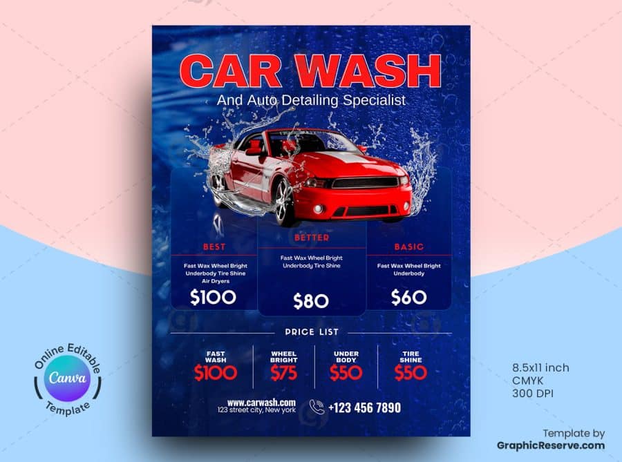 Car Wash Pricing Flyer